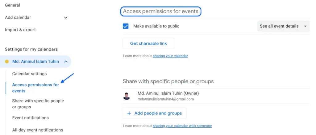 google calendar tips - make your calendar available to public 